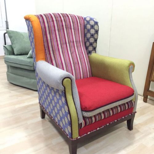 Sillón tapizado varias telas